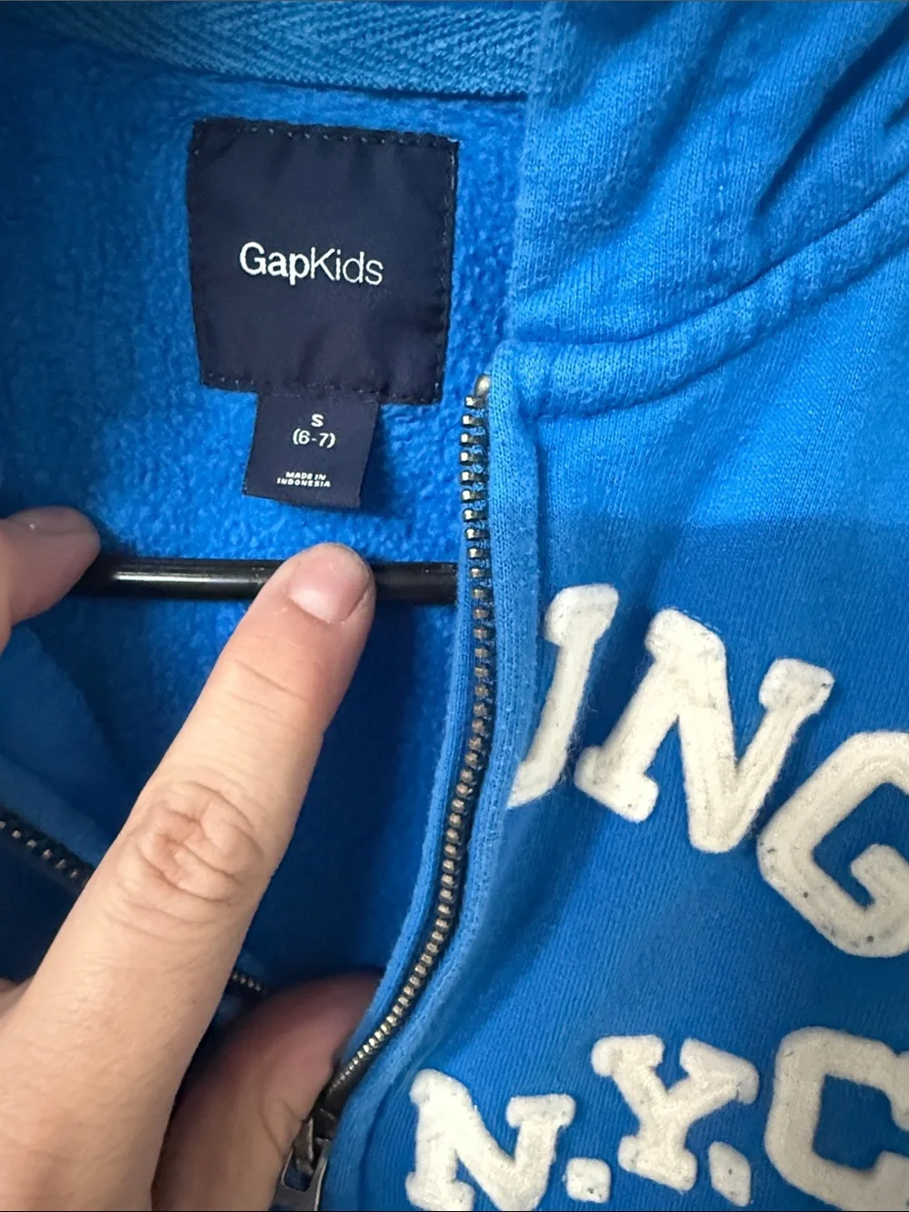 GAP Royal Blue Kids Zip-Up Hoodie with 'Boxing Gym N.Y.C.' Graphic dated 2015